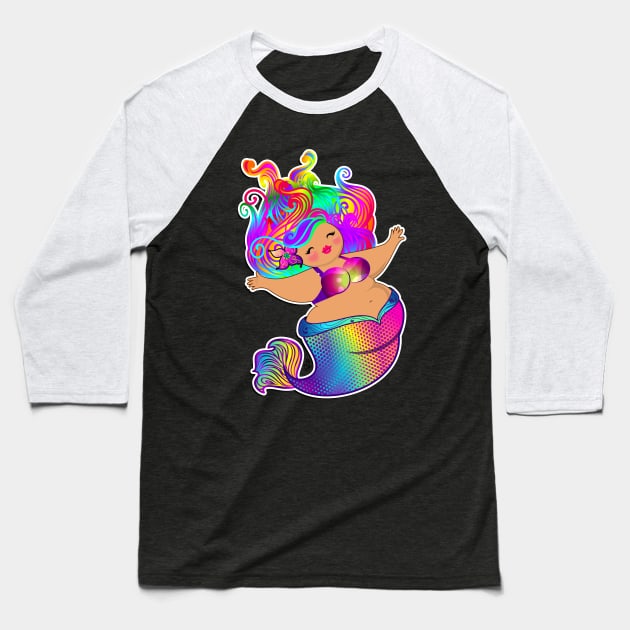 Rainbow Mermaid Baseball T-Shirt by Toni Tees